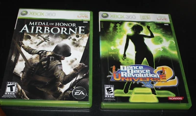 XBox 360 Dance Revolution 2 Game Lot Medal of Honor Airborne w/ manuals - YS1 -9 - Image 1 of 4