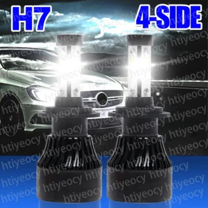 2x H7 LED Headlight Bulbs Kit Hi/Low Beam 4-Sided COB 6000K Bright White 300W UK - Picture 1 of 19