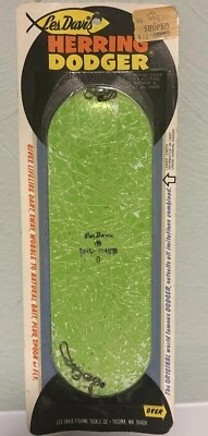 Vintage Les Davis Herring Dodger Flasher Size 0 Baked Enamel Fly Salmon Green - Image 1 of 3