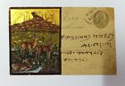 Persian Deer Running Handmade Miniature Painting on Old Post Card PN10950