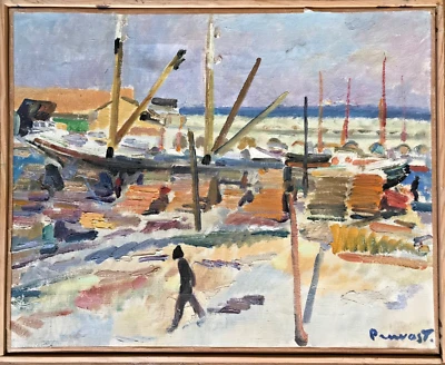 Tableau de Pierre Pruvost l'esplanade du port d'Antibes Côte d'Azur - Photo 1/4