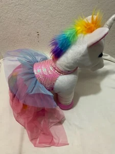 Build A Bear white  Plush Stuffed With Animal Mesh Skirt and Pink Sequin Halter - Picture 1 of 3