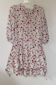 Abito midi Christy Lynn Amelia 100% seta floreale femminile linea A con volant - Foto 1 di 20