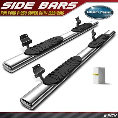 Barras de peldaños laterales rectas ovaladas cromadas S/S 304 de 5"" para Ford F-250 Super Duty 99-16 Foto 1 de 4