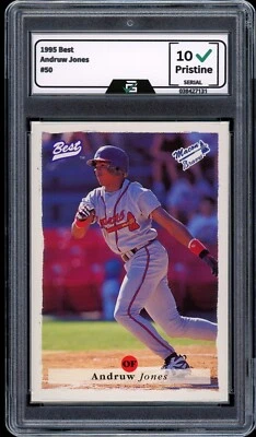 Tarjeta de novato 1995 Best #50 Andruw Jones grado 10 gema como nueva radiocontrol Atlanta Braves Foto 1 de 2