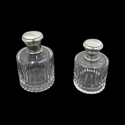 Deux Anciens Flacons De Parfum En Cristal Et Argent Massif, Sterling - Photo 1/4