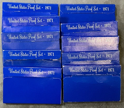 10x Lot Of 1971-S US Proof Sets (Clad) - (OGP) 50 coins PR PF Mint Cover