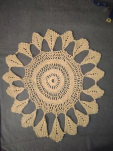 Handmade Round Crocheted TAN Doily - Picture 1 of 1