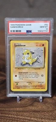 1999 Pokemon Sandshrew Base Set Unlimited #62 PSA 10 Gem Mint - Image 1 of 2
