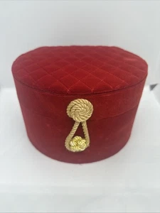 Vintage LAZARUS gesteppte rote Samt Lux Geschenkbox Schmuckkästchen - Bild 1 von 7