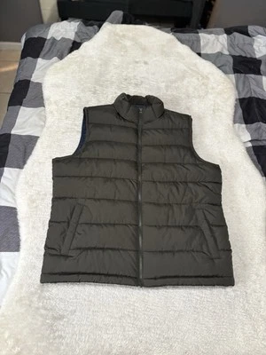 Gap выстеганный вниз пуховик жилет мужской большой зеленый 100% нейлона полный молнии без рукавов - Изображение 1 из 4