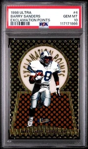 1998 ULTRA EXCLAMATION POINTS #4 BARRY SANDERS GEM MT PSA 10 - Picture 1 of 2