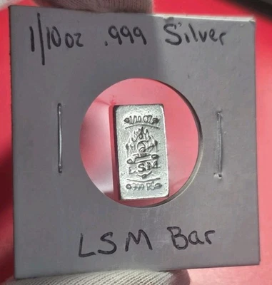 LSM - 1/10 troy oz .999 Fine Pure SILVER Mini Coin Round Fractional Bar Ingot - Image 1 of 2