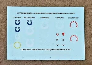 Warhammer 40k Ultramarines Primaris Character - TRANSFER SHEET - - Picture 1 of 1