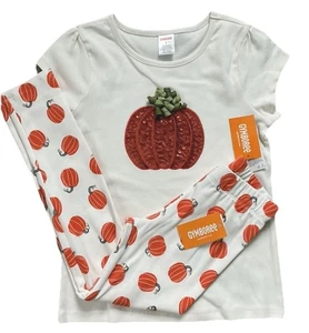 Gymboree Girls 7 8 SS Sequin Pumpkin Appliqué Top 8 &  Pumpkin Leggings 7 NWT - Picture 1 of 3