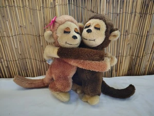 Vintage R. Dankin Co. Plush Hugging Monkey Set Lot 1975 Boy Girl Attaching Hands - Picture 1 of 12