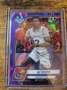 2024-25 Bowman U Chrome AJ Storr 1st Purple Lava Refractor #4 Kansas - Picture 1 of 2