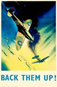 Back Them Up - Supermarine Spitfire Aircraft - 1942 - WWII - Propaganda Magnet - Picture 1 of 2