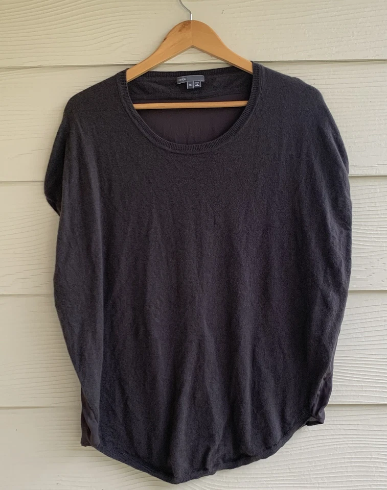 Vince женщин размер M коричневый кашемир шелк пончо блузка свитер декольте - Изображение 1 из 4