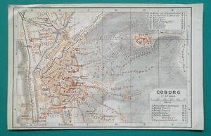 GERMANY Coburg Town Plan & Environs - 1912 MAP Baedeker 4 x 6" (10 x 15,5 cm) - Picture 1 of 2