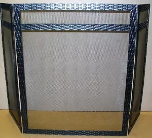 Agréable foyer fer foncé vieilli trois plis écran avant cheminée 50,5" x 31" *** - Photo 1 sur 2