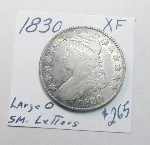 1830 EARLY BUST HALF XF LARGE 0 SMALL LETTER BOLD STRIKE - GREAT COLOR!!!!!!!!!! Cover