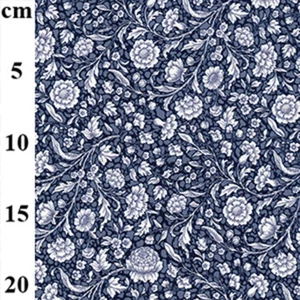 Cotton Fabric - Navy Blue & White Floral Print Craft Fabric Material Metre - Picture 1 of 5