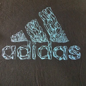 Youth Black Large (14/16) Blue Iridescent Adidas Logo Print Tee - Picture 1 of 5