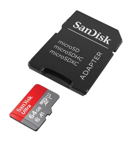 Karta pamięci SanDisk Ultra microSDHC + adapter SD, SDSQUA4-064G-GN6IA - Zdjęcie 1 z 5