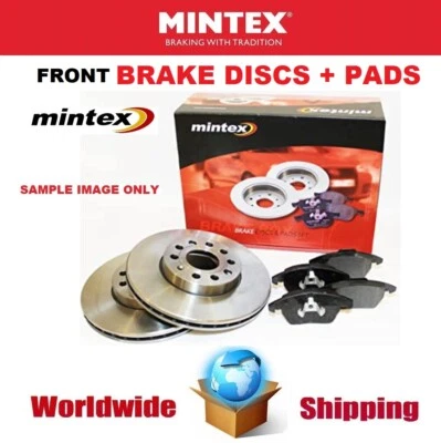 MINTEX Front Axle BRAKE DISCS + PADS SET for PEUGEOT 301 1.2 VTi 82 2014->on - Image 1 of 4