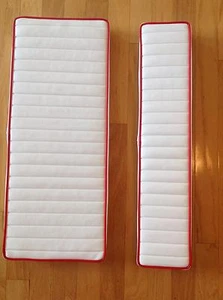 BOAT CUSHION 2 PIECE CONSOLE SET BRIGHT RED PIPING 30"x12"x2" and 30"x6"x2" - Picture 1 of 2