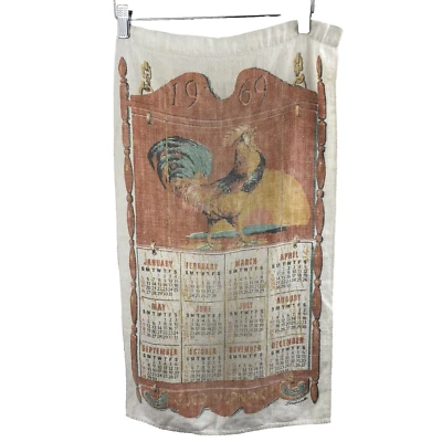 Calendario de cocina vintage 1969 toalla gallo pollo granja decoración rústica Foto 1 de 4