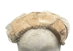 vintage womens skull cap hat mesh netting wedding theater one size tan READ - Picture 1 of 7