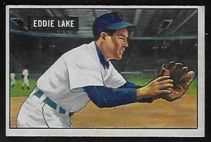 1951 Bowman #140 Eddie Lake Detroit Tigers Near Mint!
