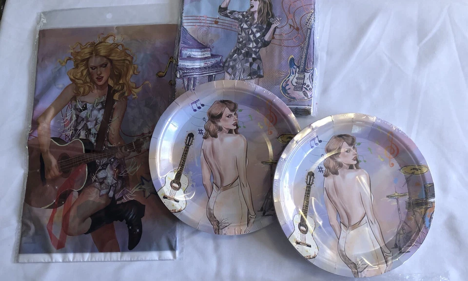 T S  Singer Cartoon Version Plate, Napkins And Tablecloth Set 41pc - Image 1 of 1