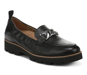 Vionic Cynthia Black Chain Loafer Shoes Size 10 NEW Orthotic Support Lug Sole - Picture 1 of 14