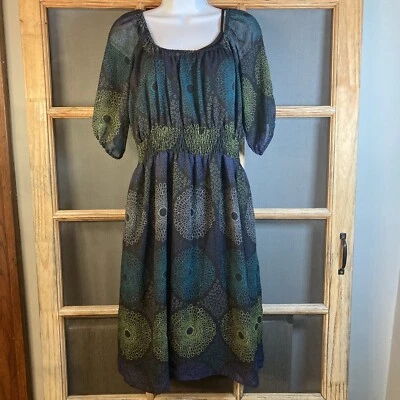 "Vestido sin mangas transparente para mujer Mossimo negro azul verde talla M 17-39"" manga 3/4 boho" Foto 1 de 4