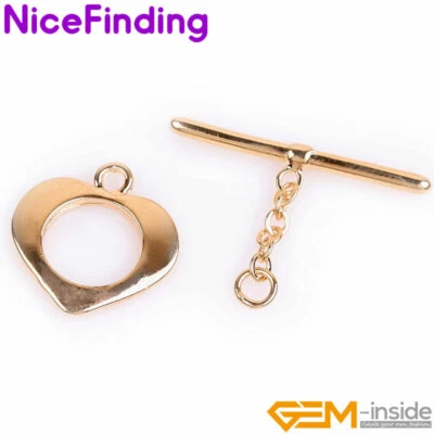 14K Gold Filled Toggle Heart Necklace Bracelet Clasps Jewelry Making Connector - Image 1 of 4