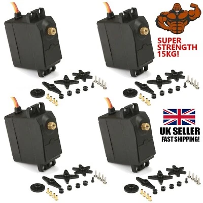 4 X HIGH TORQUE METAL GEARED SERVO 15KG FOR RADIO CONTROL CARS/BOATS /PLANES - Image 1 of 2