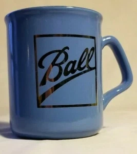 Tazza a sfera vintage in ceramica blu con logo barattolo a sfera oro e bordo - Foto 1 di 12