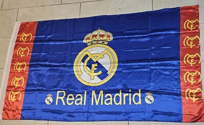 Bandera de fútbol del Real Madrid 3 X 5 pies, bandera del Real Madrid fútbol azul y rojo Foto 1 de 3