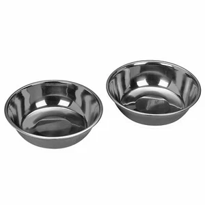 Dog Feeder Bowls Silver Large 8.5" Set of 2 - Picture 1 of 2