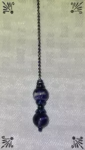 Handcrafted Sodalite Crystal Cobalt Blue White Grey Silver Ceiling Fan Pull - Picture 1 of 5