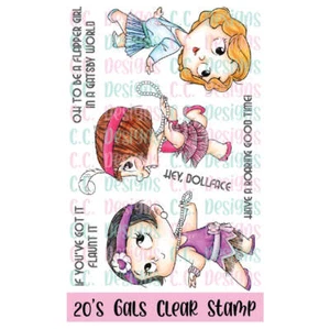 C.C. Diseños, sello transparente, chicas años 20 - Imagen 1 de 3
