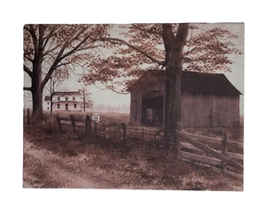 Billy Jacobs 6.5” x 8.5" Canvas Art Print~"Old Country Road" w/Amish Farm~NICE! - Picture 1 of 8