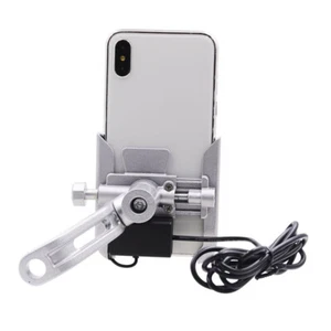 Supporto per Telefono con Ricarica USB in Alluminio per Manubrio Moto - Zdjęcie 1 z 12