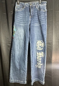 Ed Hardy Denim Eagle Embroidered Dark Denim Jeans - Sz. 28 - Picture 1 of 6