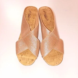 Lucky Brand Miller2 Nude Cork Slip-On Wedges Size 9.5 - Picture 1 of 8