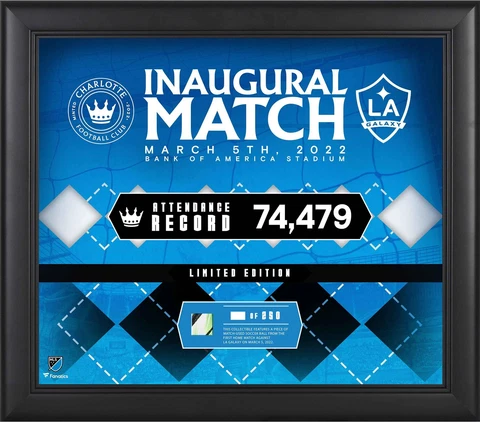Charlotte FC 2022 Inaugural Home Match vs LA Galaxy Framed 15" x Cover