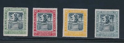 BARBADOS "LORD NELSON (1906)" #102 - #105; MH; CV $49 - Image 1 of 2